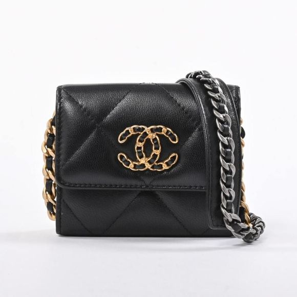Chanel Coin Purse Clutch Lambskin Black Shoulder Bag - Picture 1 of 6
